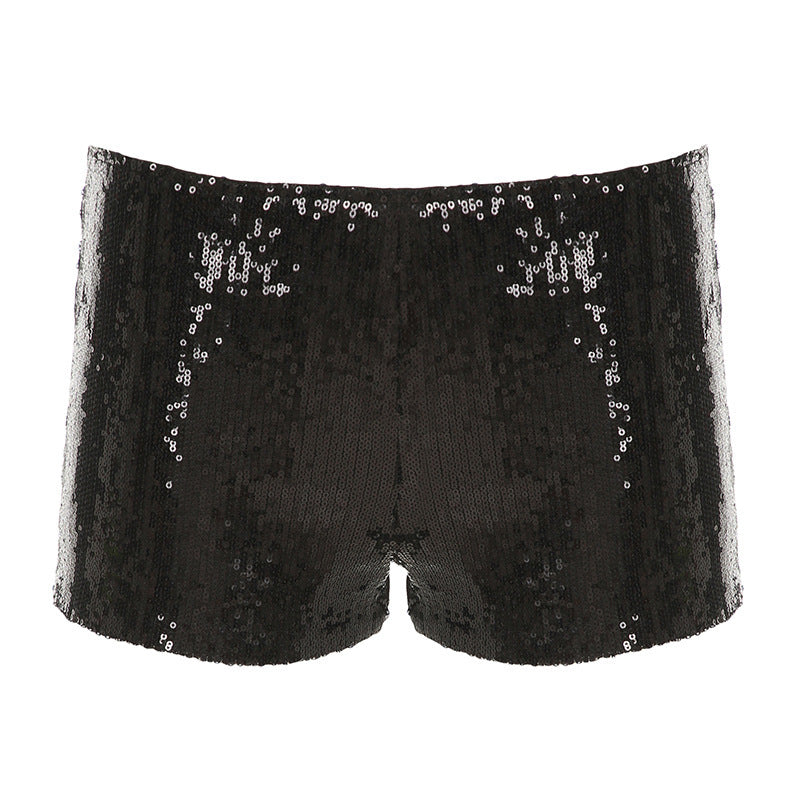 Black Sequined Low-Waist Bodycon Stretchy Mini Skirt for Party Wear