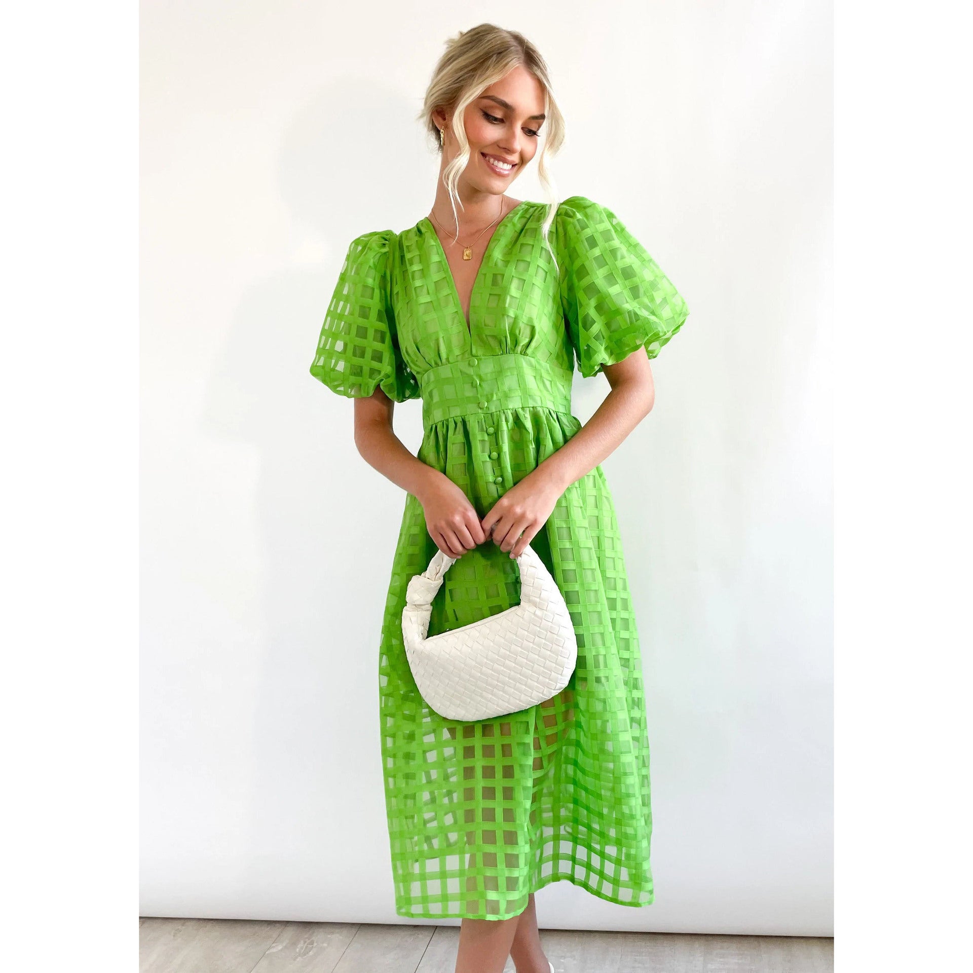 Fashionable Multi-color Lantern Sleeve Dress for Women - Casual and Party Wear