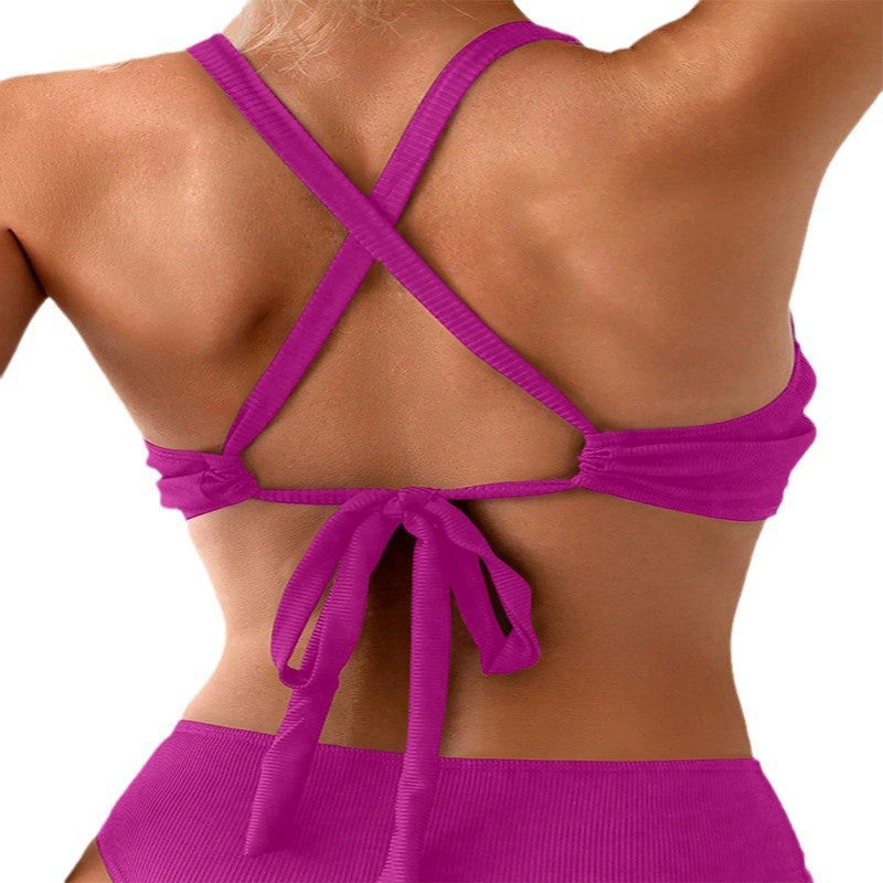 Solid Color Hot Spring Swimwear Bikini One-Piece Top Beach Swimwear