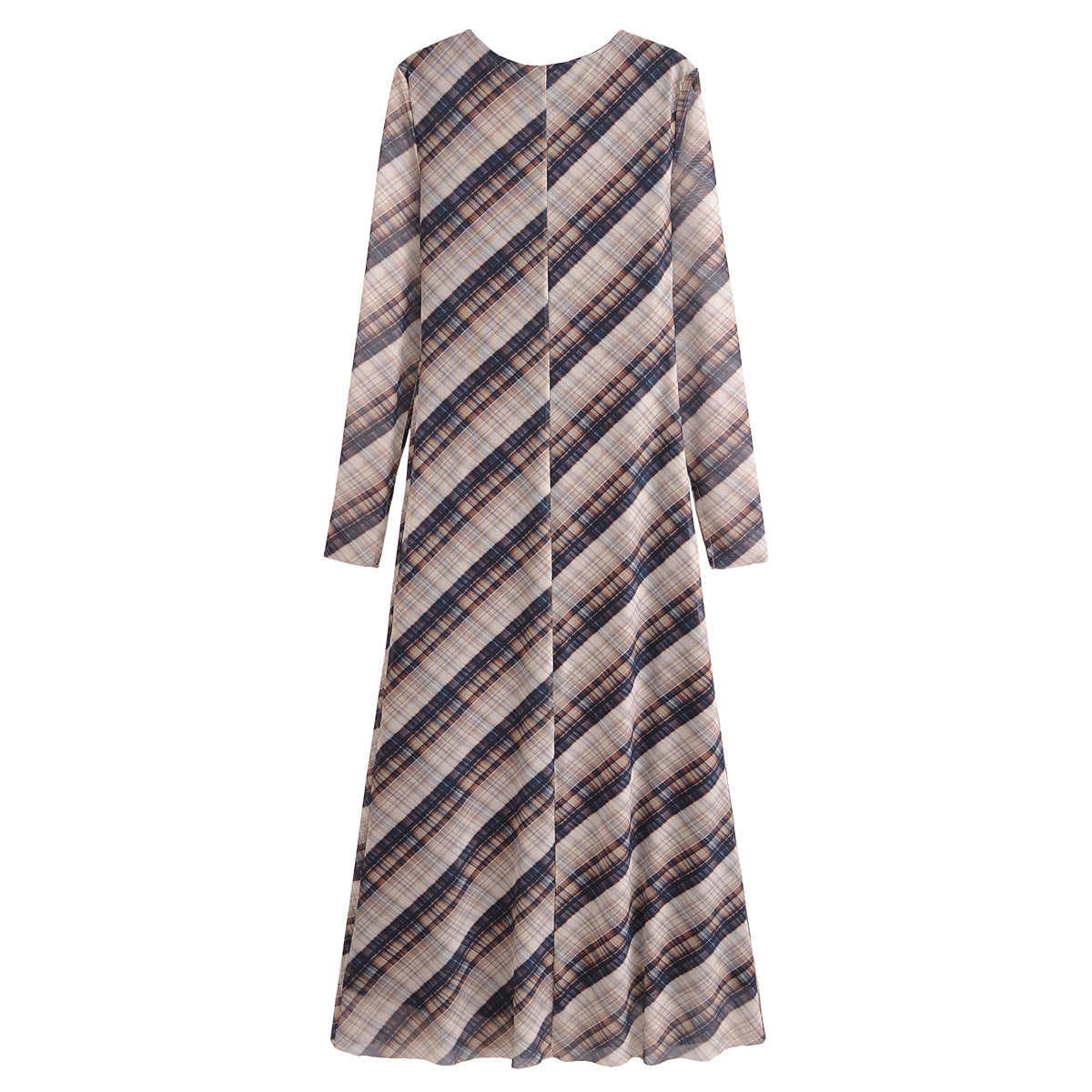 Summer European and American fashion casual plaid silk mesh dress for women
