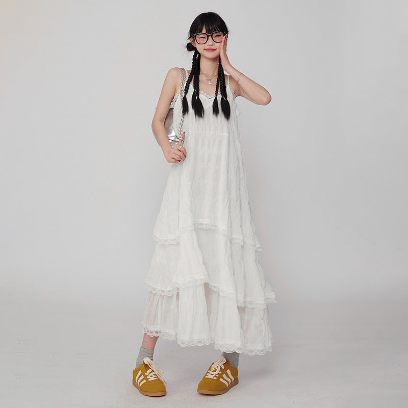 Women's Dress Pure and Casual Dress White A-Line Versatile Long Dress