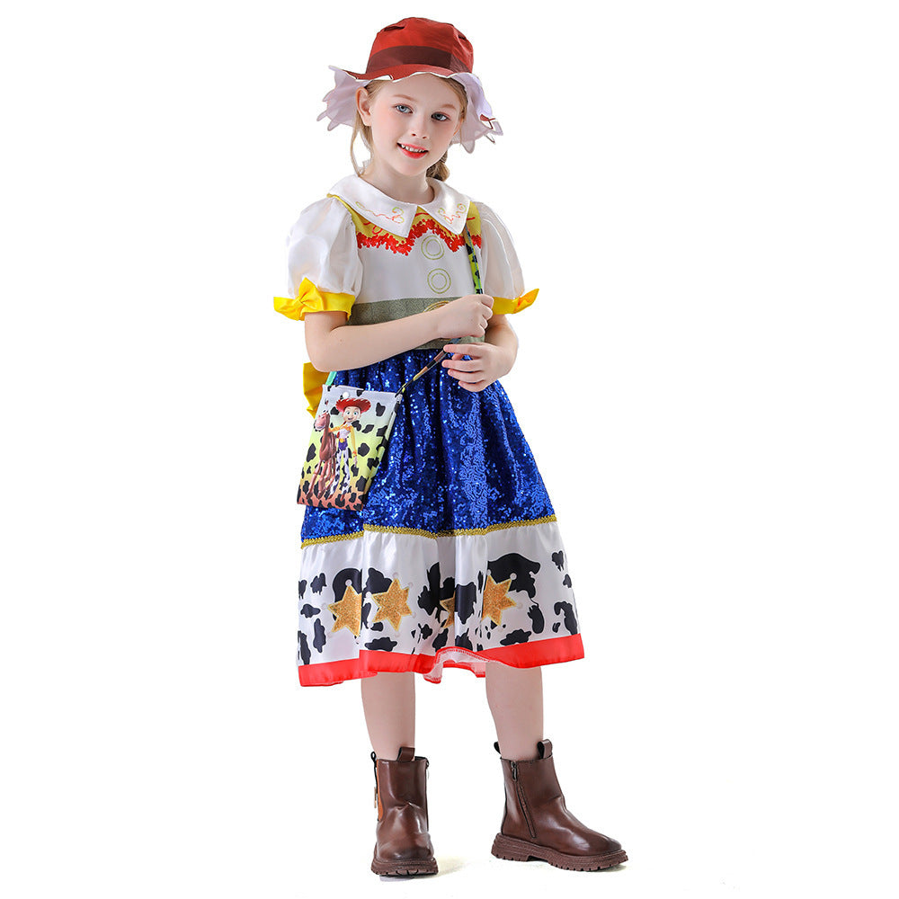 Cute Toy Story Jessie Cosplay Dress for Kids Party GownChildren's Formal Wear Performance Costume