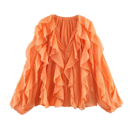 Chic Layered Decorative Shirt Women's Fashion Style Casual Top