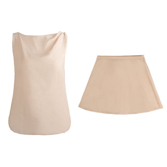 Crush Delicate Sister_Summer Series Knotted Top / Asymmetrical Flared Skirt