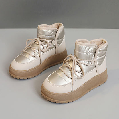 Women's Shoes New Winter Warm Fleece Lined High Top Thick Sole Elevated Cotton Shoes