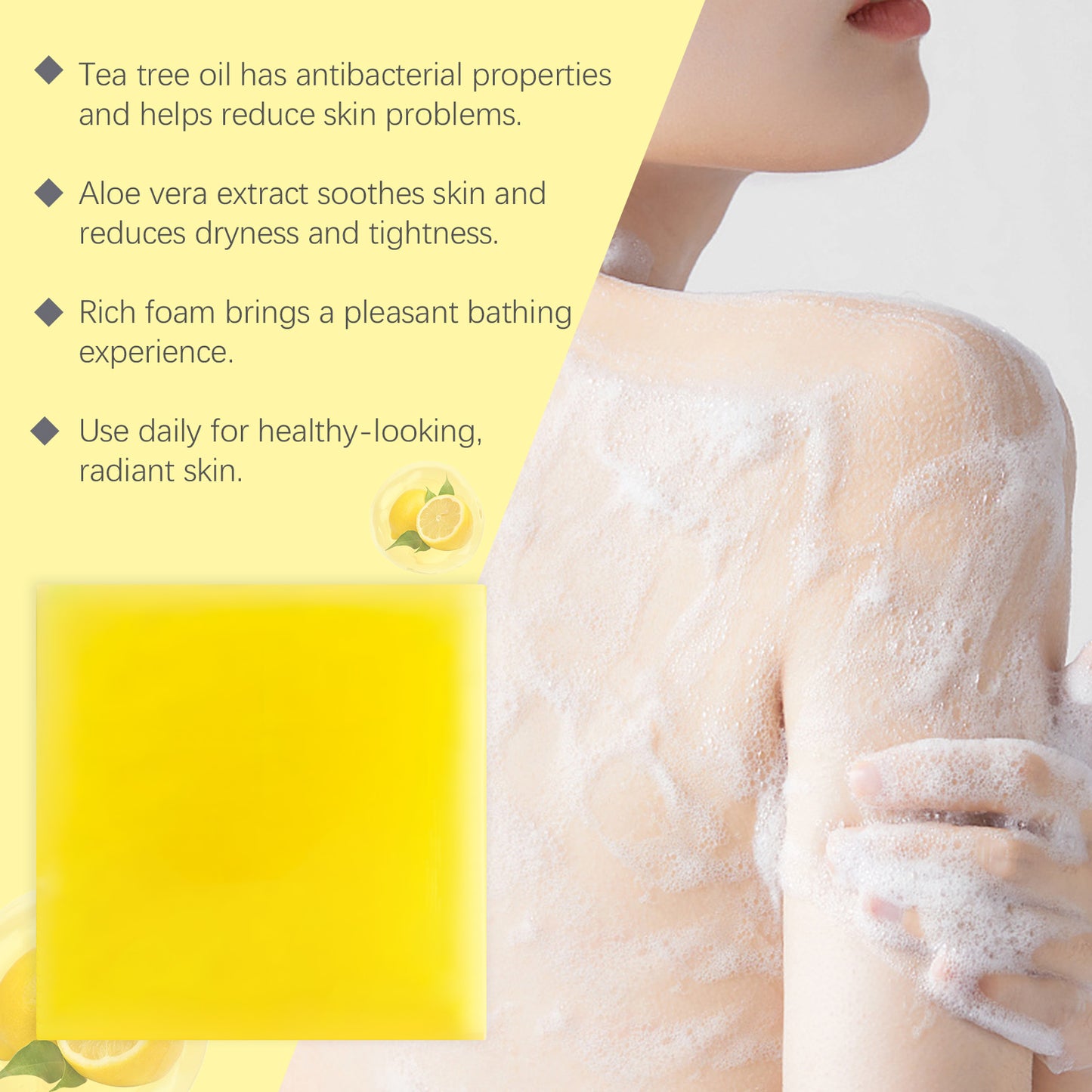 OceAura Lemon Herbal Vitamin C Soap Cleanser Body Skin Bath Mild Clean Refreshing Oil Control Skincare Soap