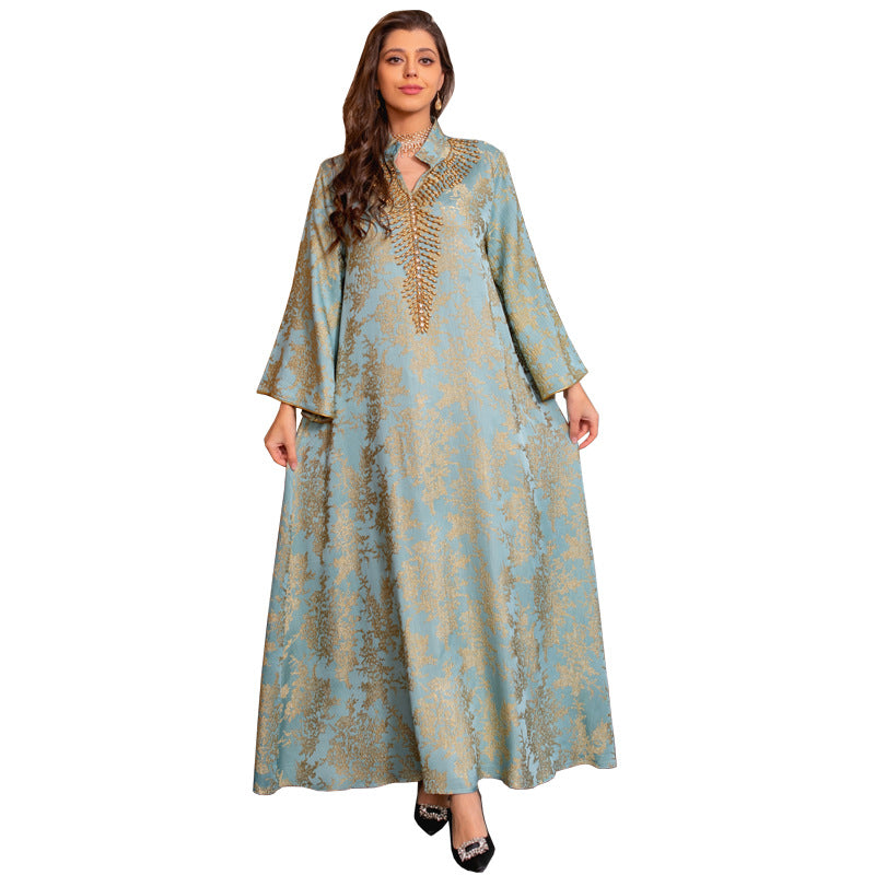 Evening Dress Embroidered Floral Kaftan Long Dress