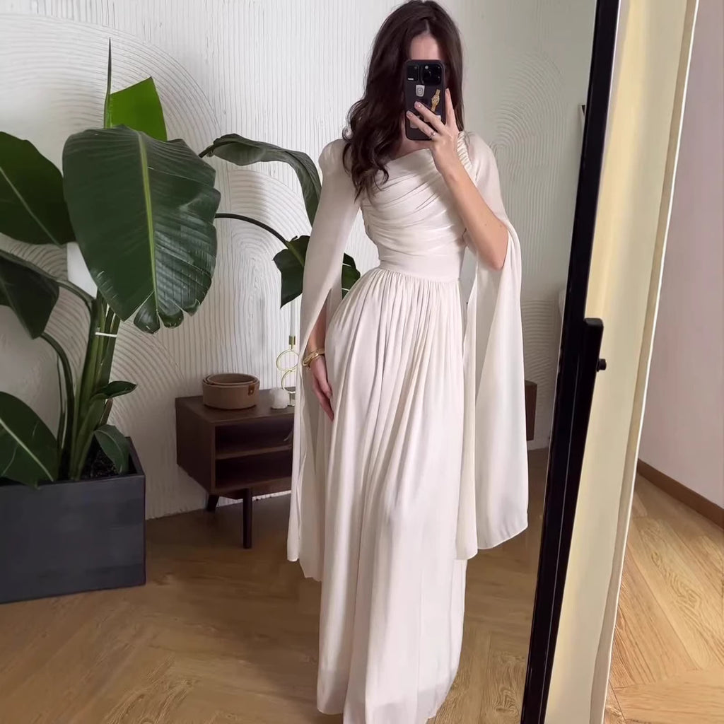 Summer Elegant Vintage Long Sleeve Fitted Long Dress for Women