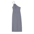 Slim fit diagonal striped printed asymmetric camisole skirt