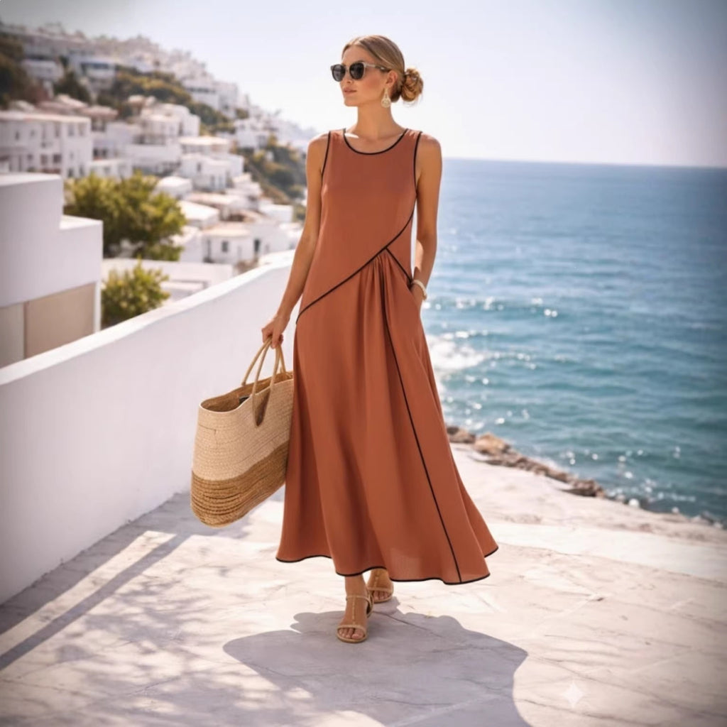 A-line Dress Women Vacation StyleFashion Summer Mediterranean Casual Dress