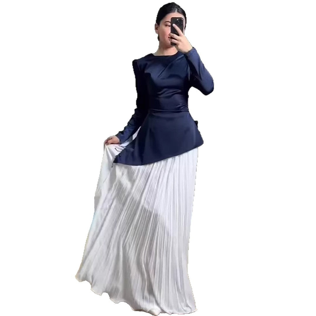 Elegant Long Sleeve Dress for Women Floor Length Lightweight Summer Style