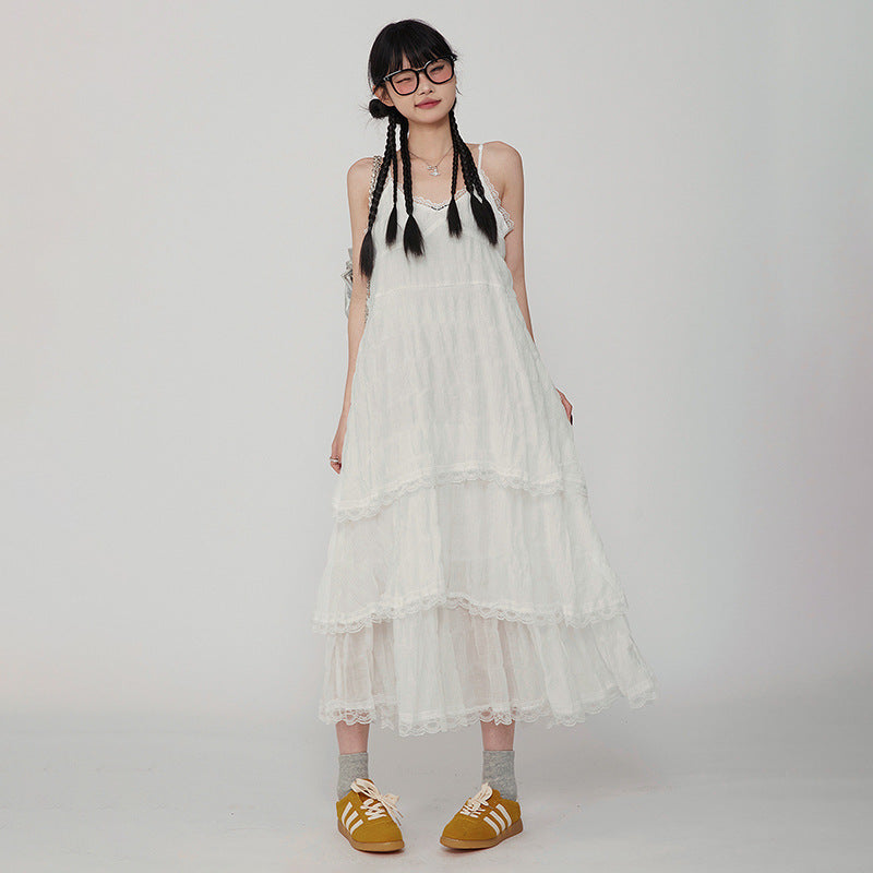 Women's Dress Pure and Casual Dress White A-Line Versatile Long Dress