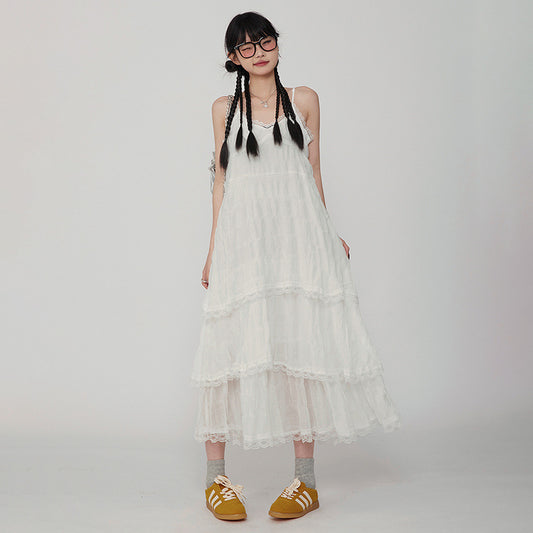 Women's Dress Pure and Casual Dress White A-Line Versatile Long Dress