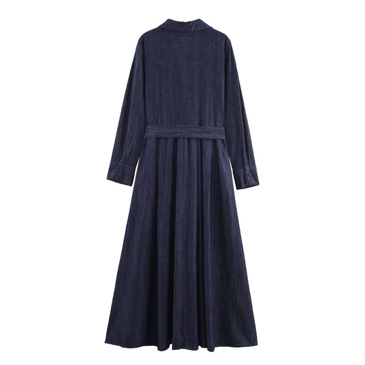 Versatile series with belt denim dress
