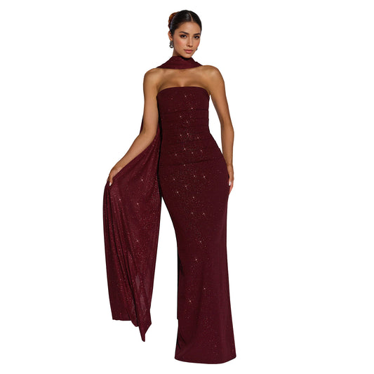 Skincare flash bag hip slit dress