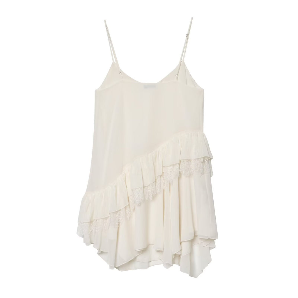 Lace patchwork irregular camisole skirt