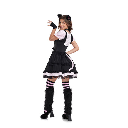 Feline Costume Cosplay Outfit Fluffy Catwoman Party Wear Nightclub Performance Suit