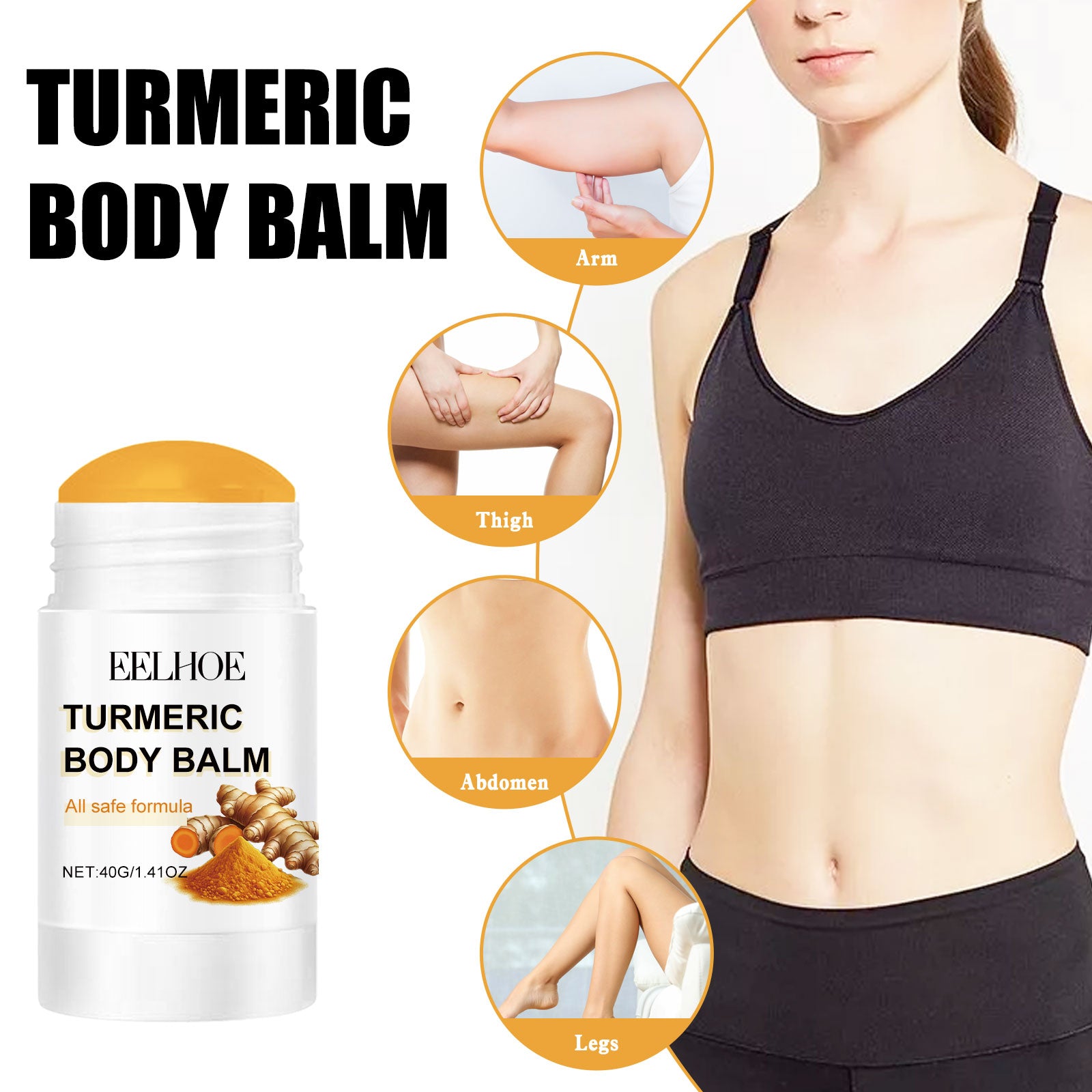 Turmeric Body Balm, Beauty Stick Full Body Care Brightening Moisturizing Hydrating Skin Care Stick