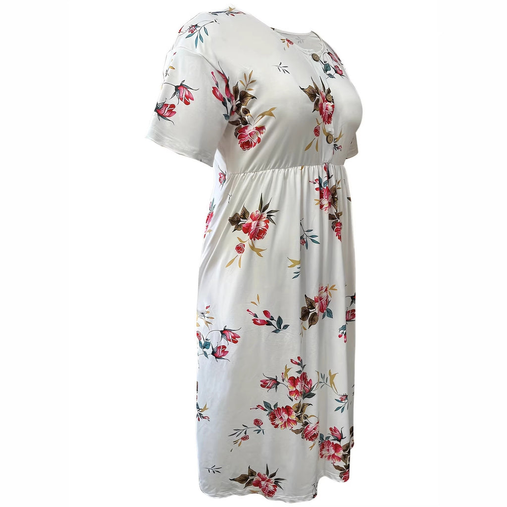 Floral Print Dress Women Summer Fashion Loose A-Line Dress