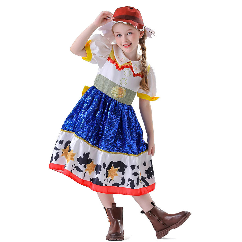 Cute Toy Story Jessie Cosplay Dress for Kids Party GownChildren's Formal Wear Performance Costume
