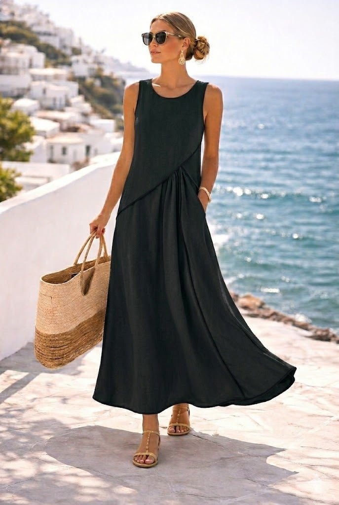 A-line Dress Women Vacation StyleFashion Summer Mediterranean Casual Dress