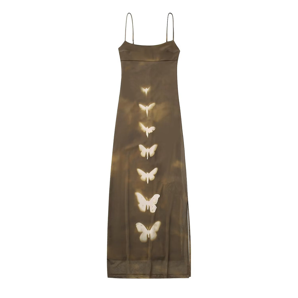 Designer Fashion Butterfly Women Summer Sexy Bodycon Fitness Slim Midi Long Club Night Dresses