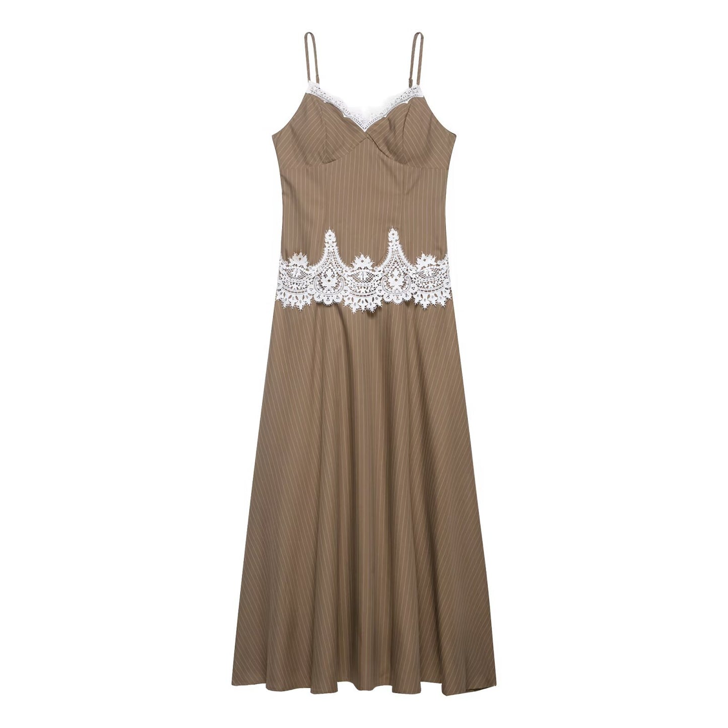 Chic Lace Spliced Strap Dress for Women Dress