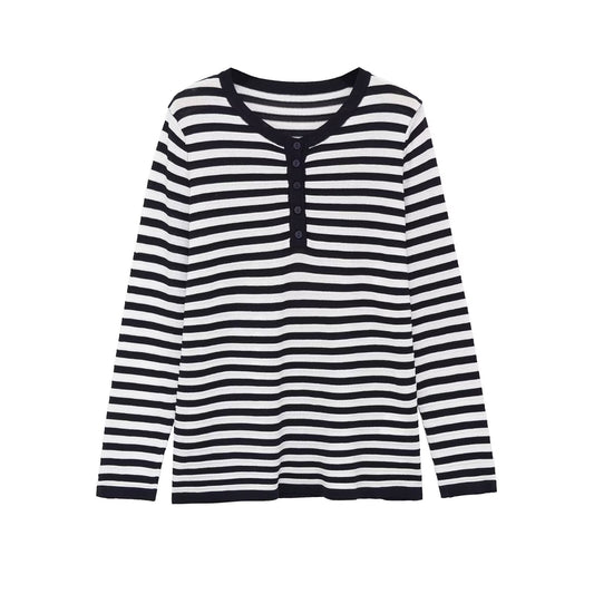 Chic Stripe Knit Sweater for Women Casual Style