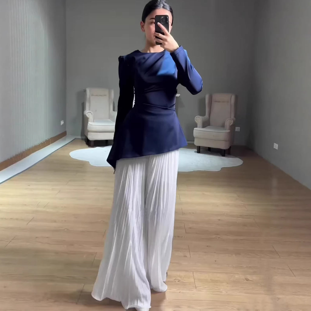 Elegant Long Sleeve Dress for Women Floor Length Lightweight Summer Style