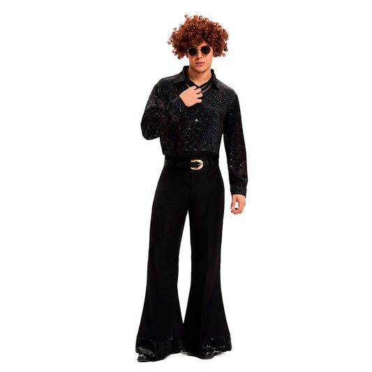 Retro Disco Costume Set for Men 70s 80s Hippie Party Stage Performance Wear