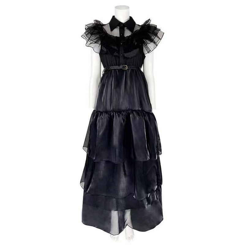 Wednesday Adams Family COS Dress Wednesday Dress Halloween Punk Dress