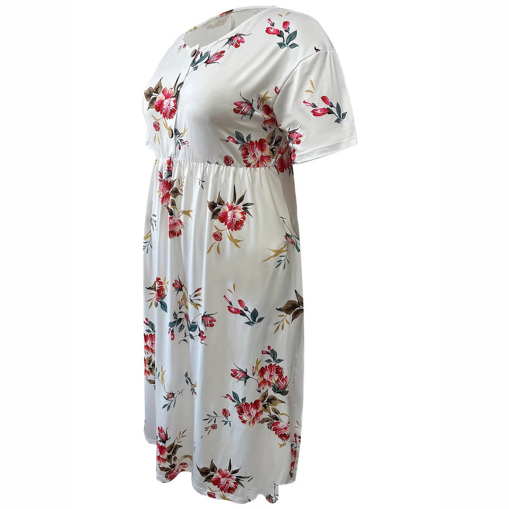 Floral Print Dress Women Summer Fashion Loose A-Line Dress