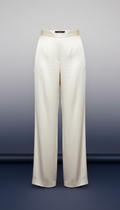 Ivory Silk Wide-Leg Trousers